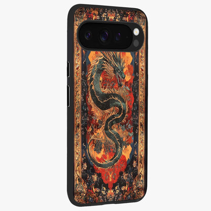 Inferno Dragon Soul Glass Case upright view showcasing intense dragon artwork with fantasy fire theme.