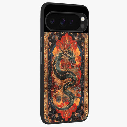 Inferno Dragon Soul Glass Case upright view showcasing intense dragon artwork with fantasy fire theme.