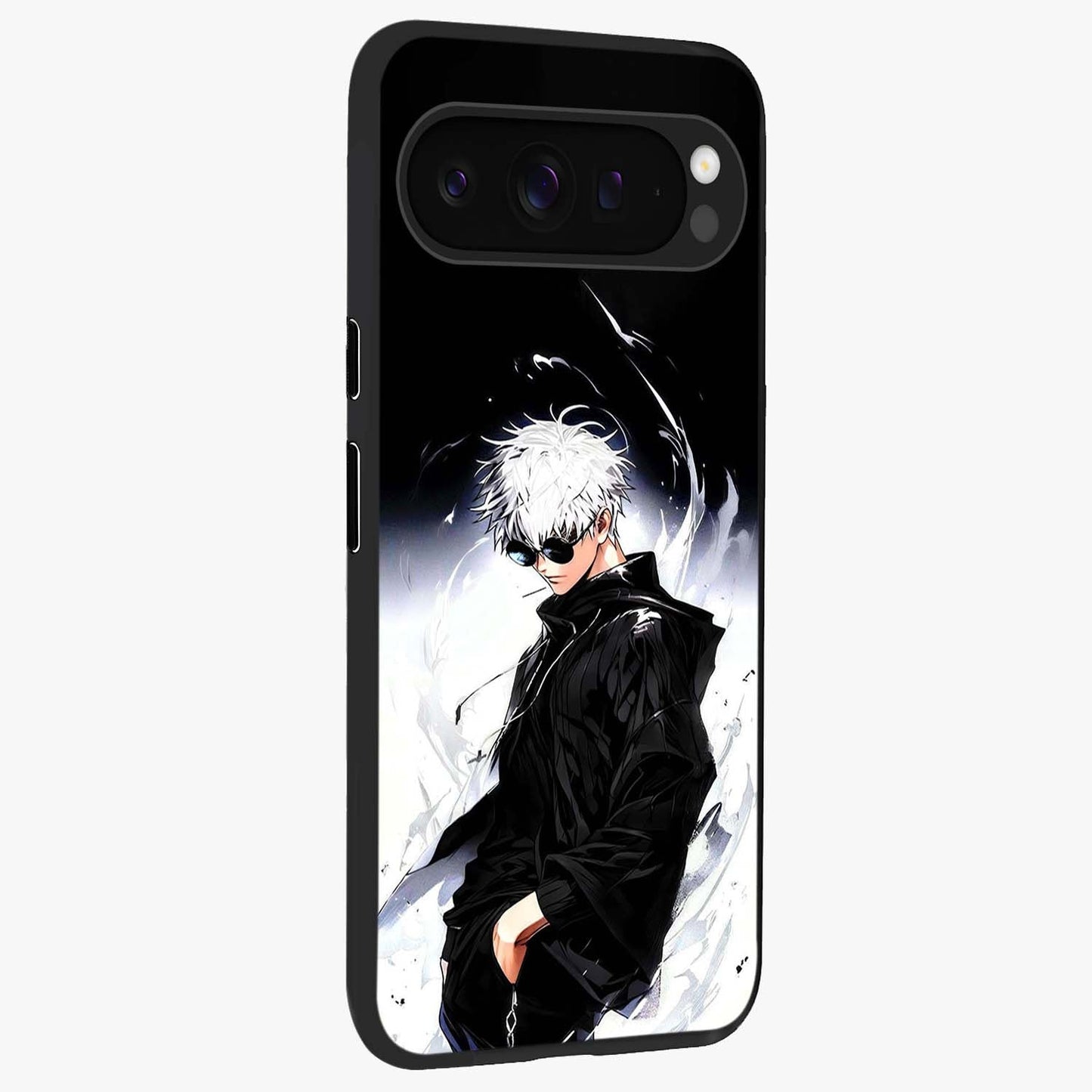 Limitless Shadow King Glass Case upright view showcasing bold shadow warrior artwork with epic fantasy theme.