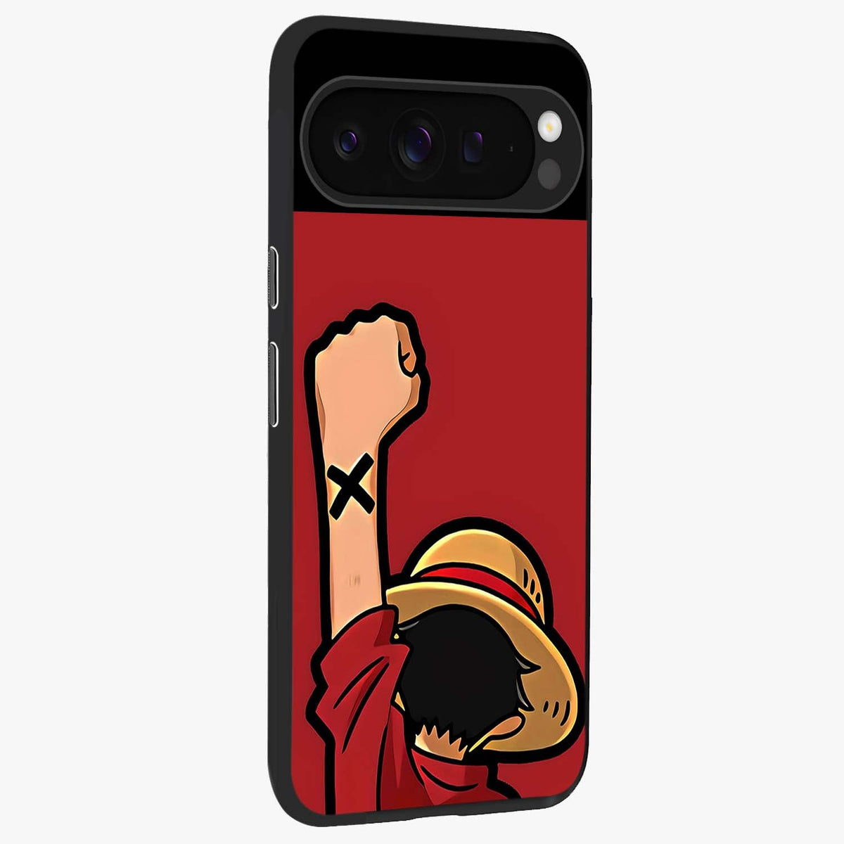 Luffy X Spirit Glass Case upright view showcasing striking anime artwork with adventurous character theme.