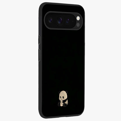 Midnight Panda Love Glass Case upright view showcasing charming panda artwork with playful romantic theme.