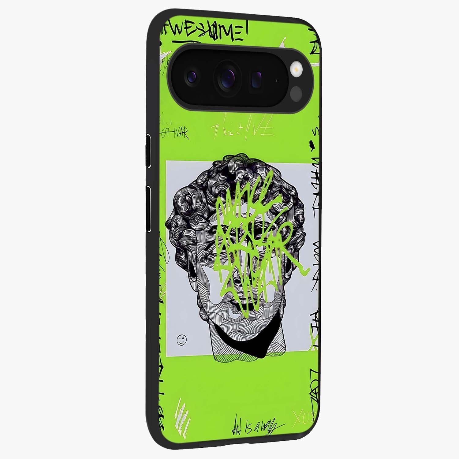 Neo Graffiti Rebellion Glass Case upright view showcasing colorful graffiti artwork with bold modern street style.