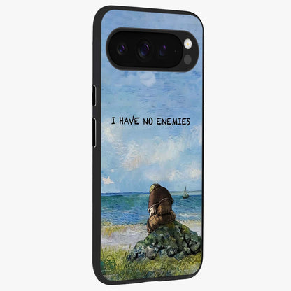 Peace Beyond War Glass Case upright view showcasing powerful peace symbol artwork with inspirational theme.