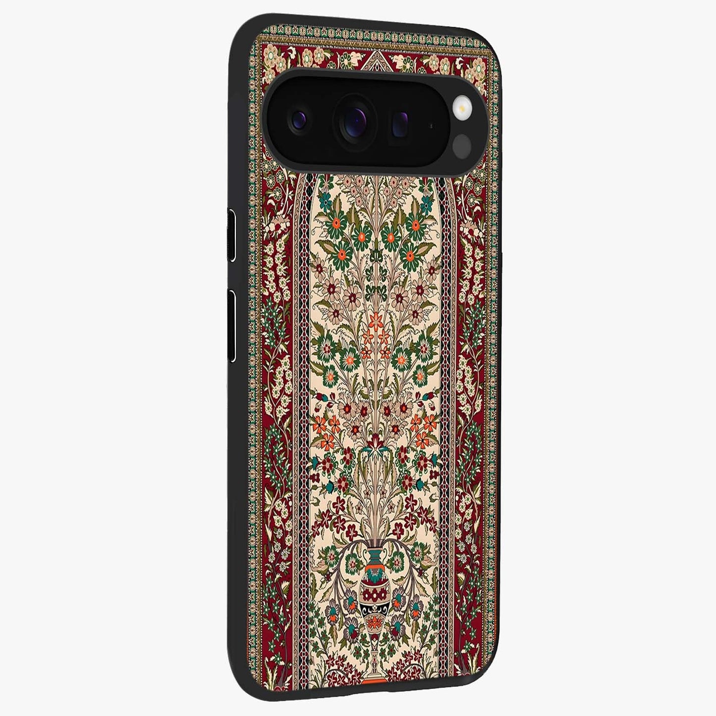 Persian Inspired Glass Case upright view showcasing decorative Persian artwork with rich heritage theme.