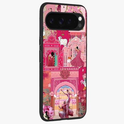 Pink Palace Muse Glass Case upright view showcasing artistic palace artwork with graceful royal theme.
