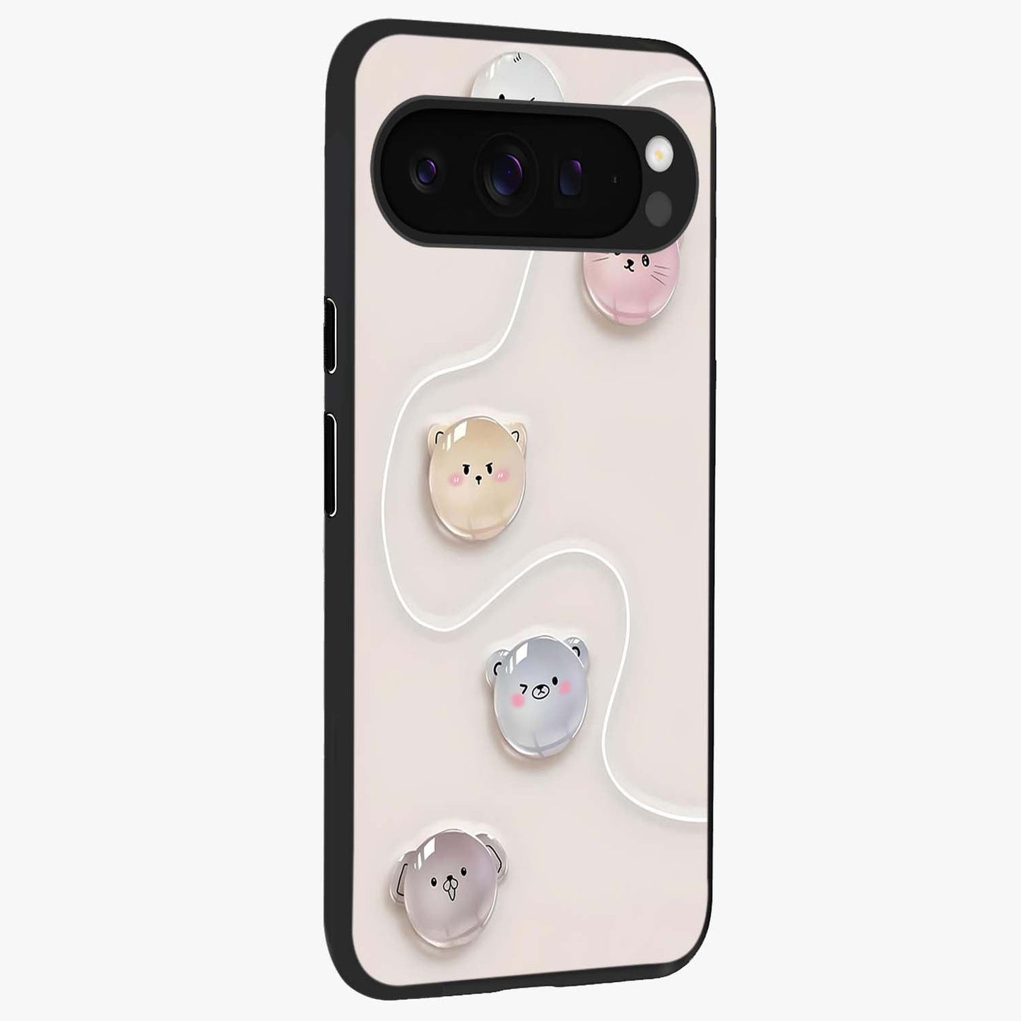 Puffy Face Parade Glass Case upright view showcasing adorable character artwork with cheerful animated theme.
