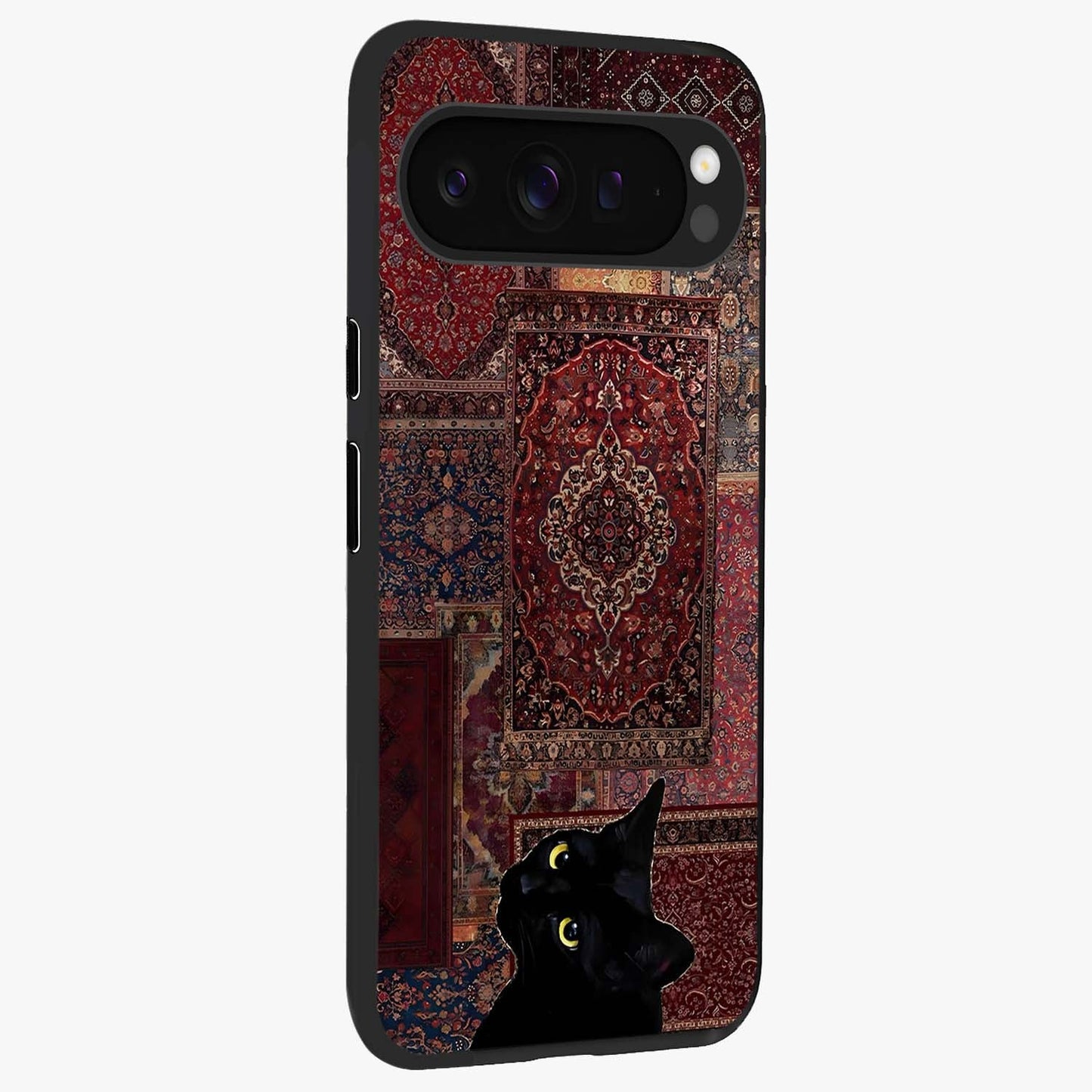 Regal Magic Cat Apple Glass Case upright view showcasing charming cat artwork with playful magical theme.