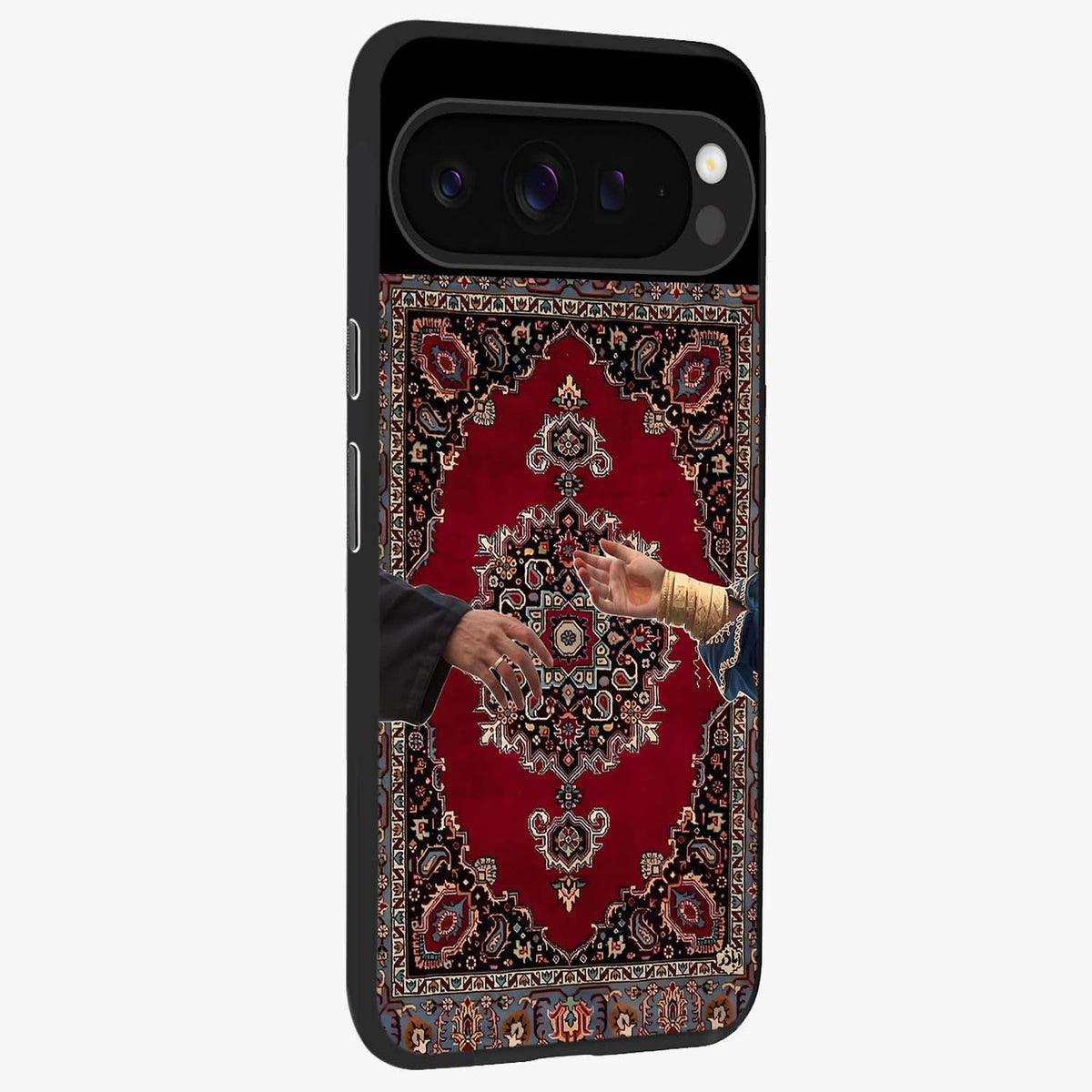 Royal Touch Reach Glass Case upright view showcasing stylish royal inspired artwork with graceful theme.