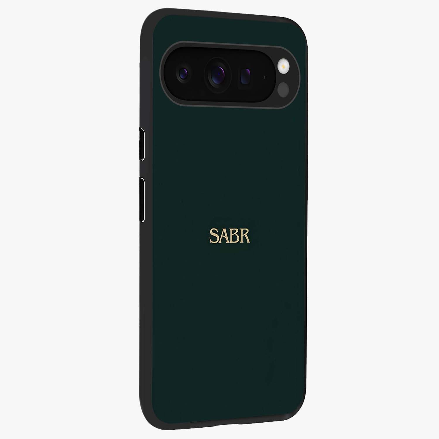 Sabr Minimal Patience Glass Case upright view showcasing calm minimalist artwork with motivational patience theme.