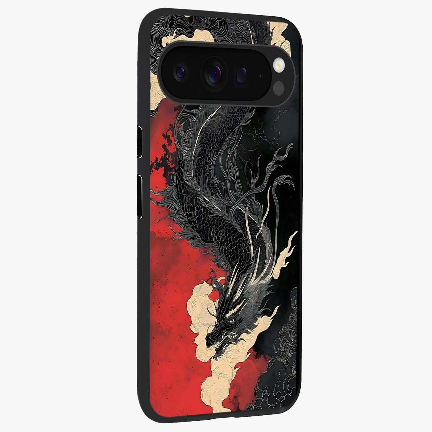 Shadow Dragon Fury Glass Case upright view showcasing intense dragon artwork with dramatic shadow theme.