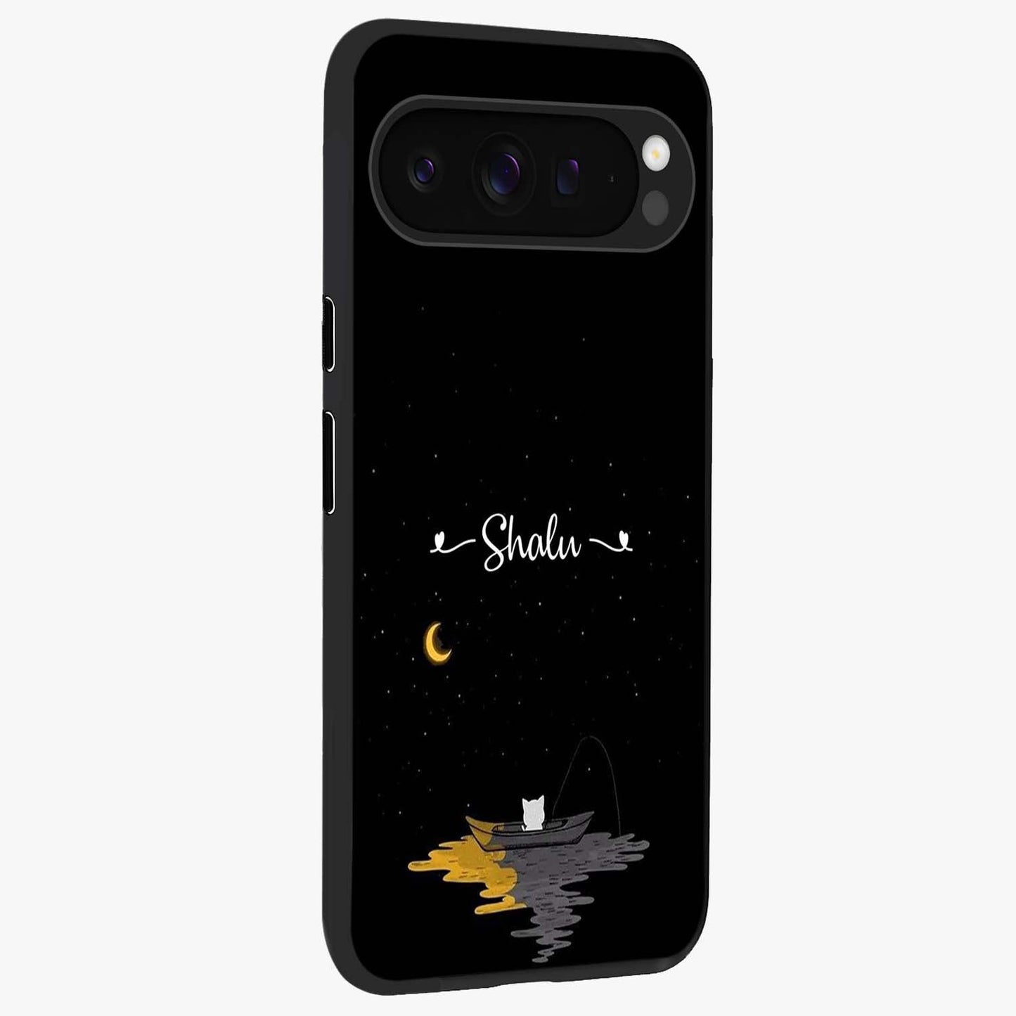 Silent Night Row Glass Case upright view showcasing tranquil night artwork with serene landscape theme.