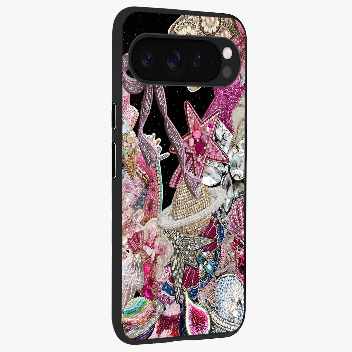 Starlit Jewel Dream Glass Case upright view showcasing radiant star inspired artwork with magical night theme.