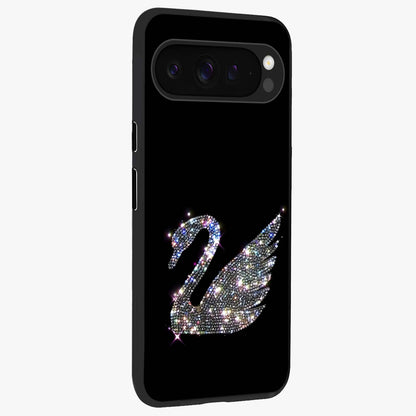 Starlit Swan Grace Glass Case upright view showcasing beautiful swan artwork with peaceful night themed design.
