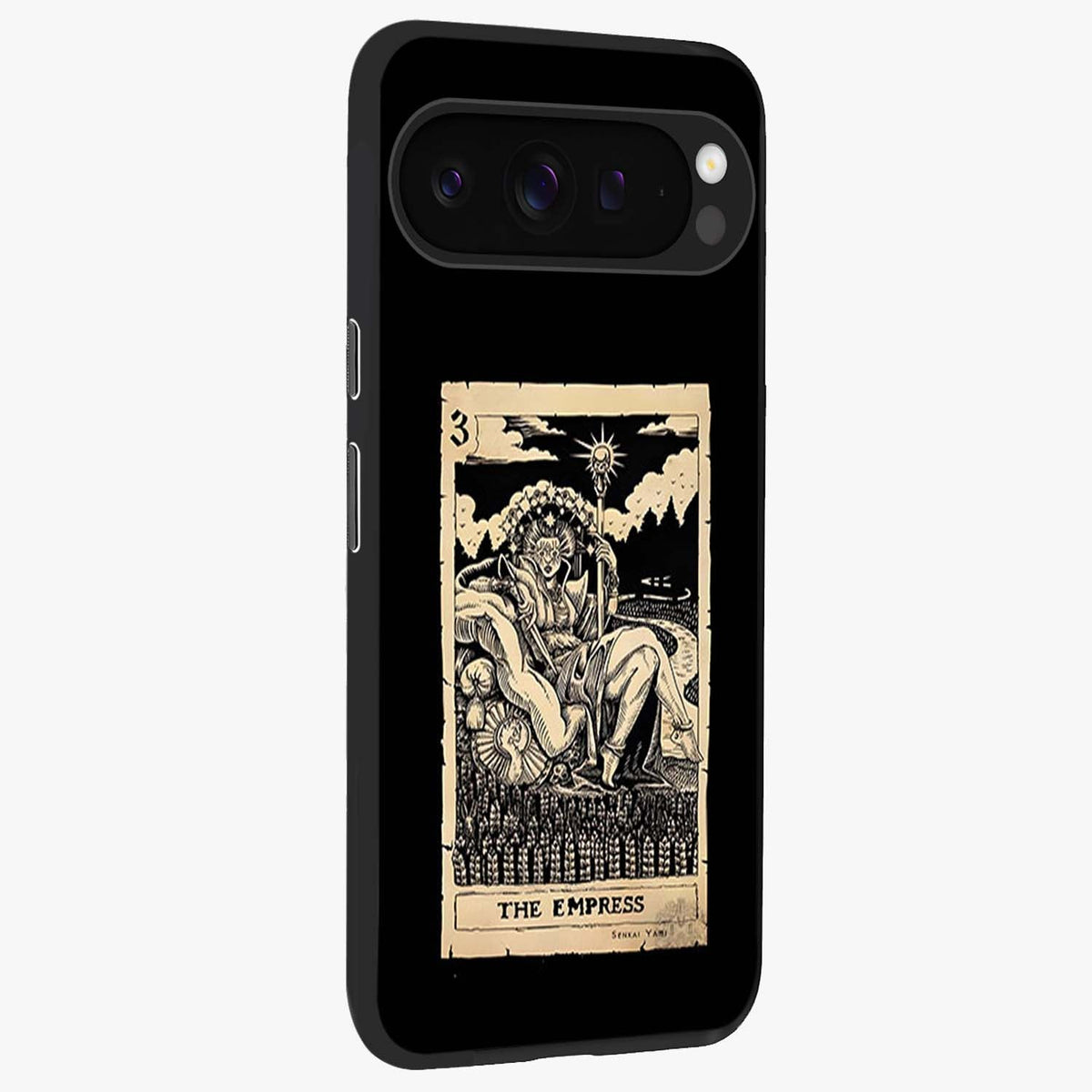 The Empress Glass Case upright view showcasing powerful empress themed artwork with luxurious artistic theme.