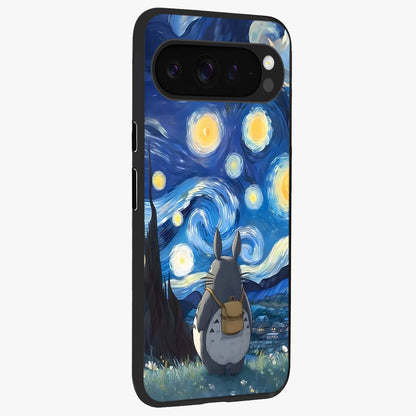 Totoro In Van Gogh Art Glass Case upright view showcasing creative character artwork with painterly artistic theme.
