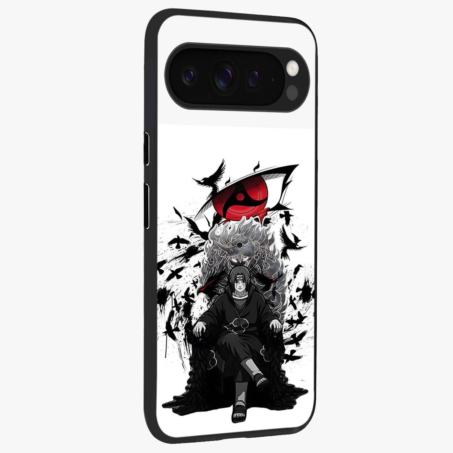 Uchiha Shadow Throne Glass Case upright view showcasing magical underwater galaxy artwork with vibrant cosmic theme.