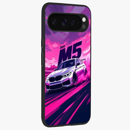 Velocity Drift Pulse Glass Case upright view showcasing powerful racing artwork with energetic motorsport theme.