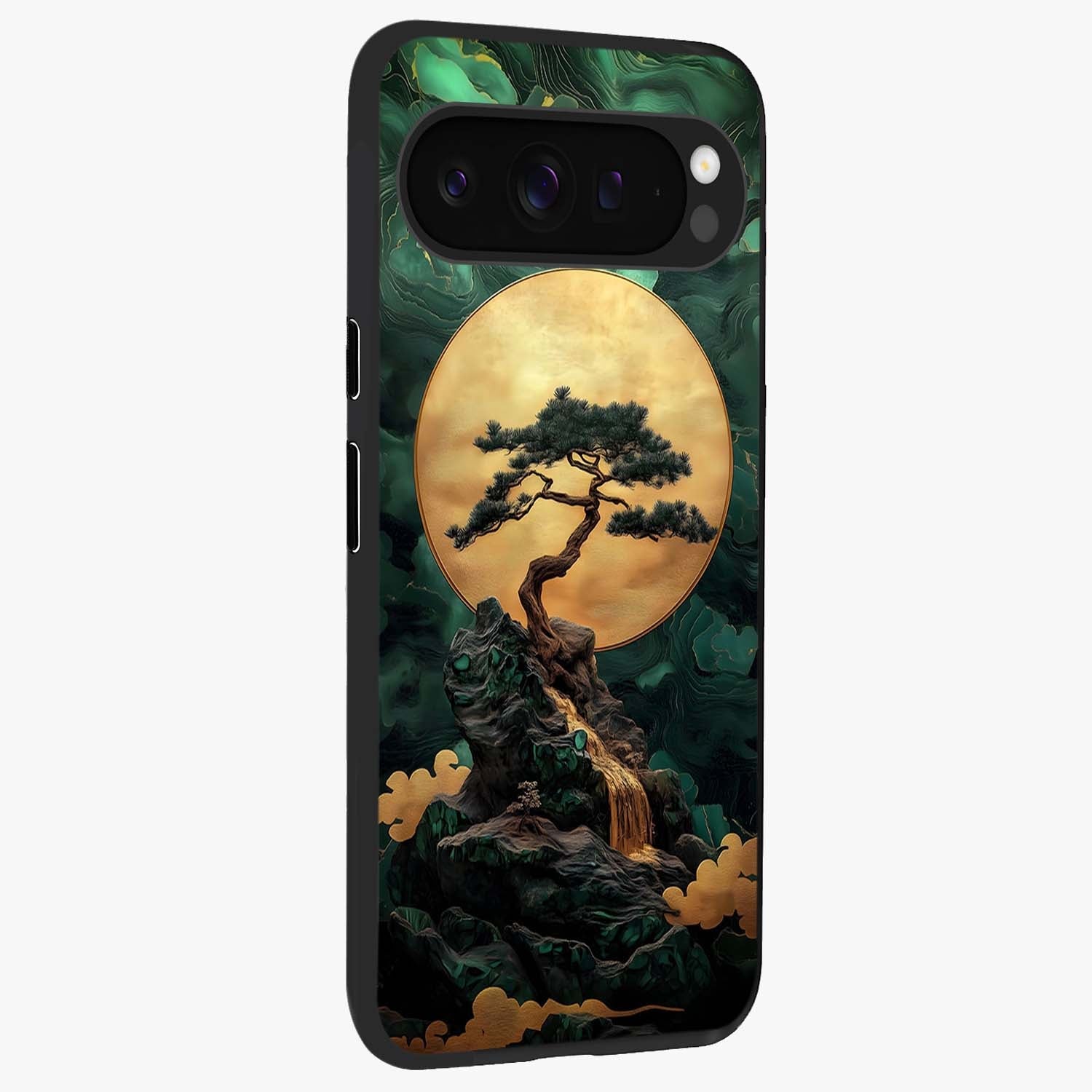 Zen Moon Rise Glass Case upright view showcasing serene moon artwork with tranquil night theme.