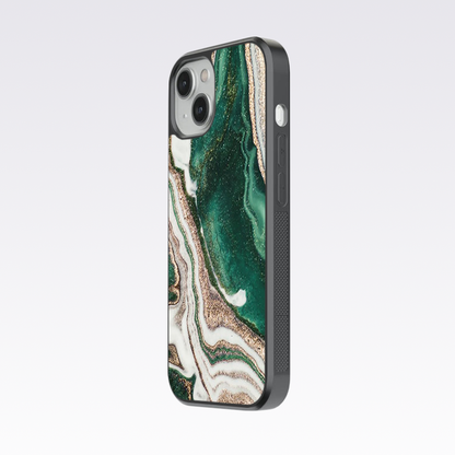 Green Flowing Glitter Marble Pattern Glass Case