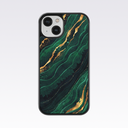 Green Flowing Marble Pattern Glass Case