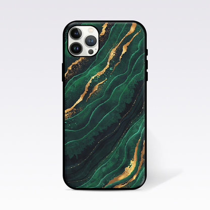 Green Flowing Marble Pattern Glass Case