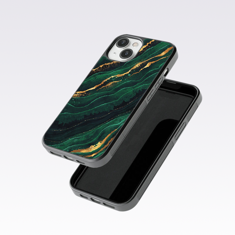 Green Flowing Marble Pattern Glass Case