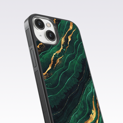 Green Flowing Marble Pattern Glass Case