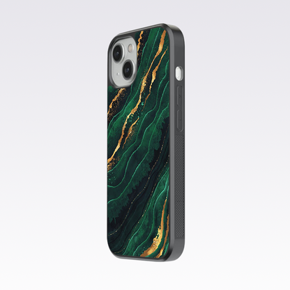 Green Flowing Marble Pattern Glass Case