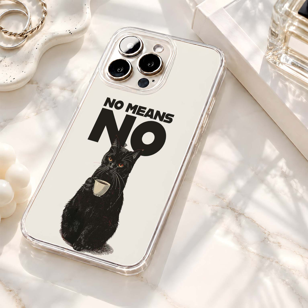Grumpy Coffee Cat Clear Silicon Cover