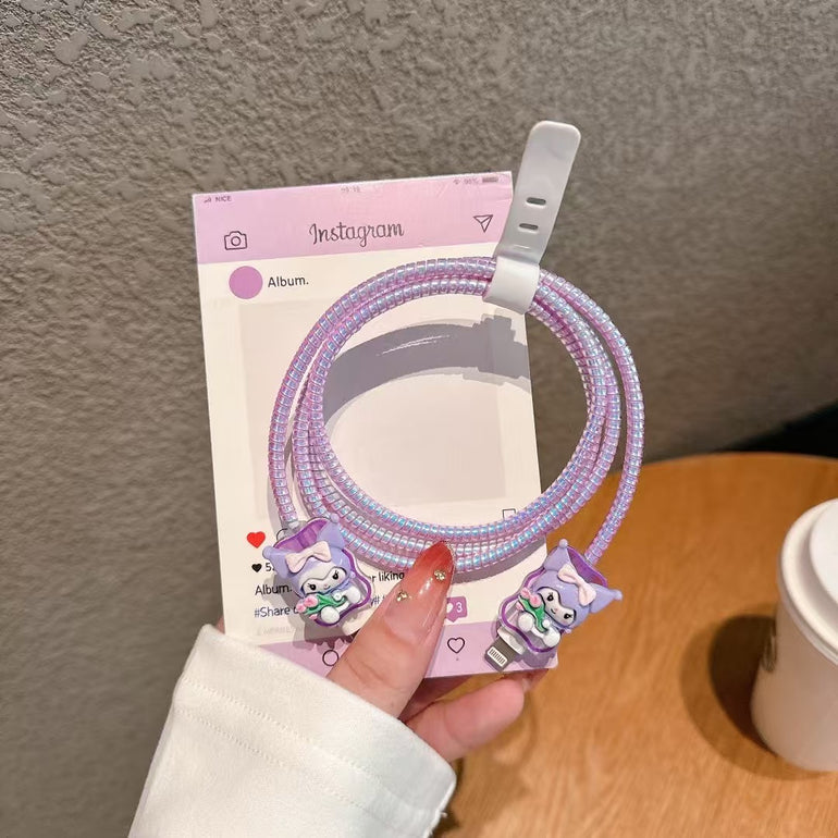 Purple Kuromi Charger Silicon Apple IPhone Charger Case | Lightning Charger/Cable Protector Cover for iPhone Charger