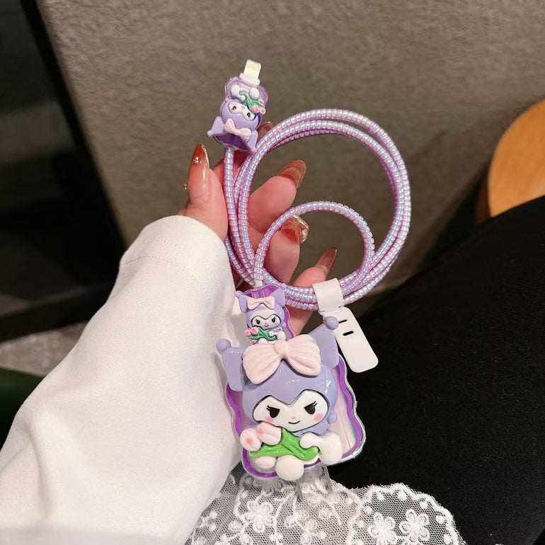 Purple Kuromi Charger Silicon Apple IPhone Charger Case | Lightning Charger/Cable Protector Cover for iPhone Charger
