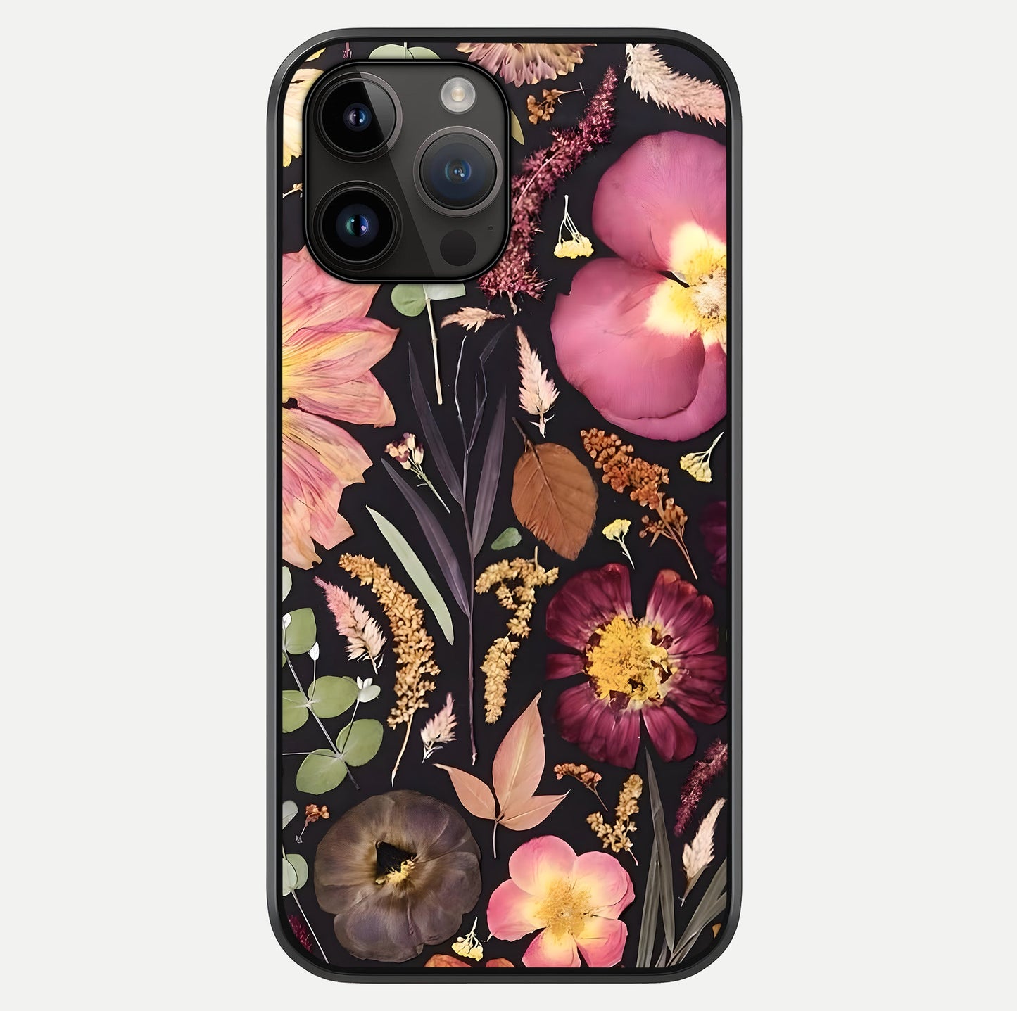 Petal Dream Tapestry Glass Case showing full back design in clean flat view with glossy glass finish.