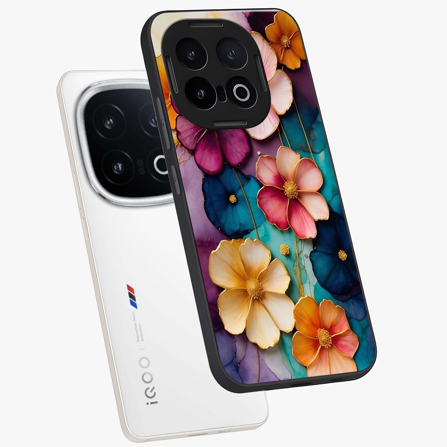 Artlyn Grace Flower Pattern Glass Case displayed in angled mockup highlighting delicate flower pattern design and smooth glass surface.