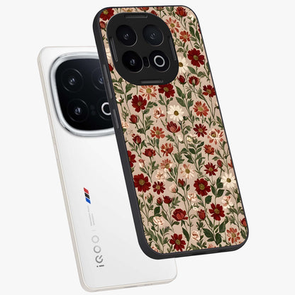 Biege Flower With Leaf Glass Case displayed in angled mockup highlighting minimal floral leaf design and elegant aesthetic.