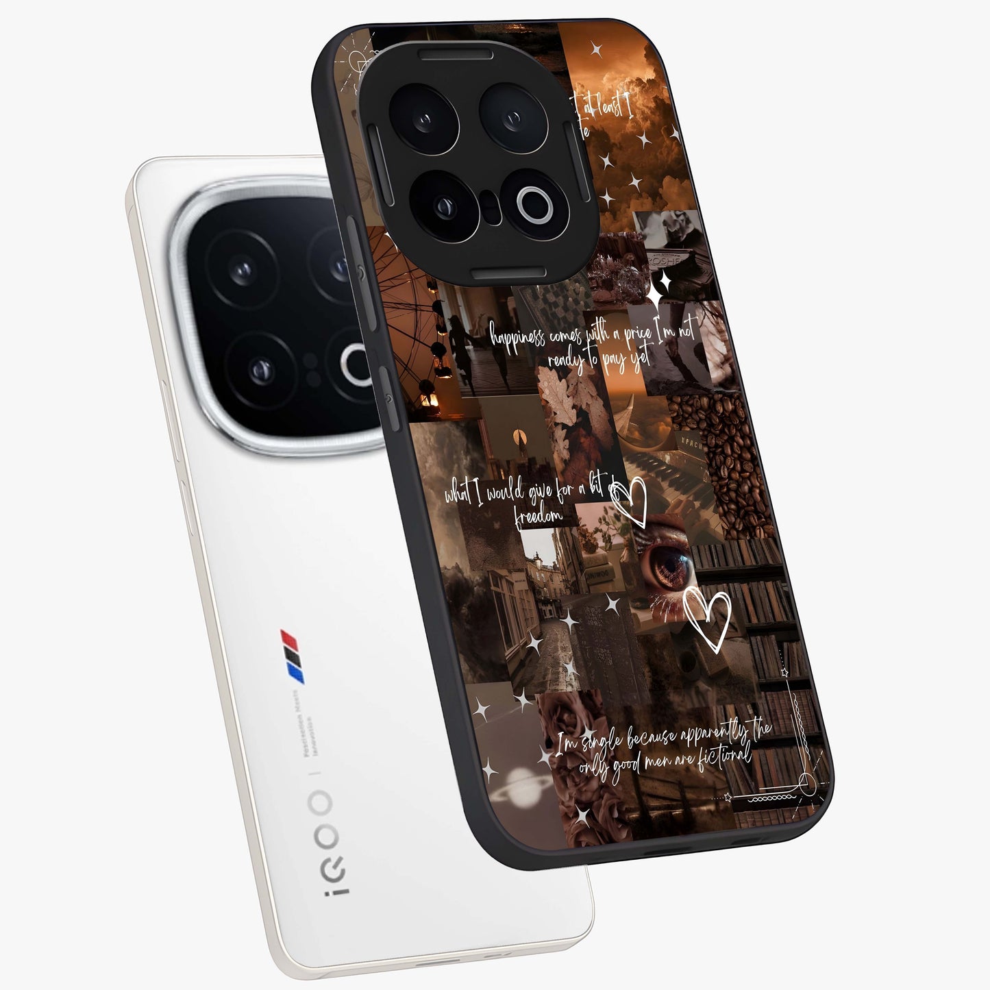 Bittersweet Aesthetic Chaos Glass Case displayed in angled mockup highlighting expressive abstract artwork and edgy aesthetic theme.