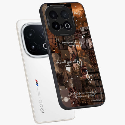 Bittersweet Aesthetic Chaos Glass Case displayed in angled mockup highlighting expressive abstract artwork and edgy aesthetic theme.