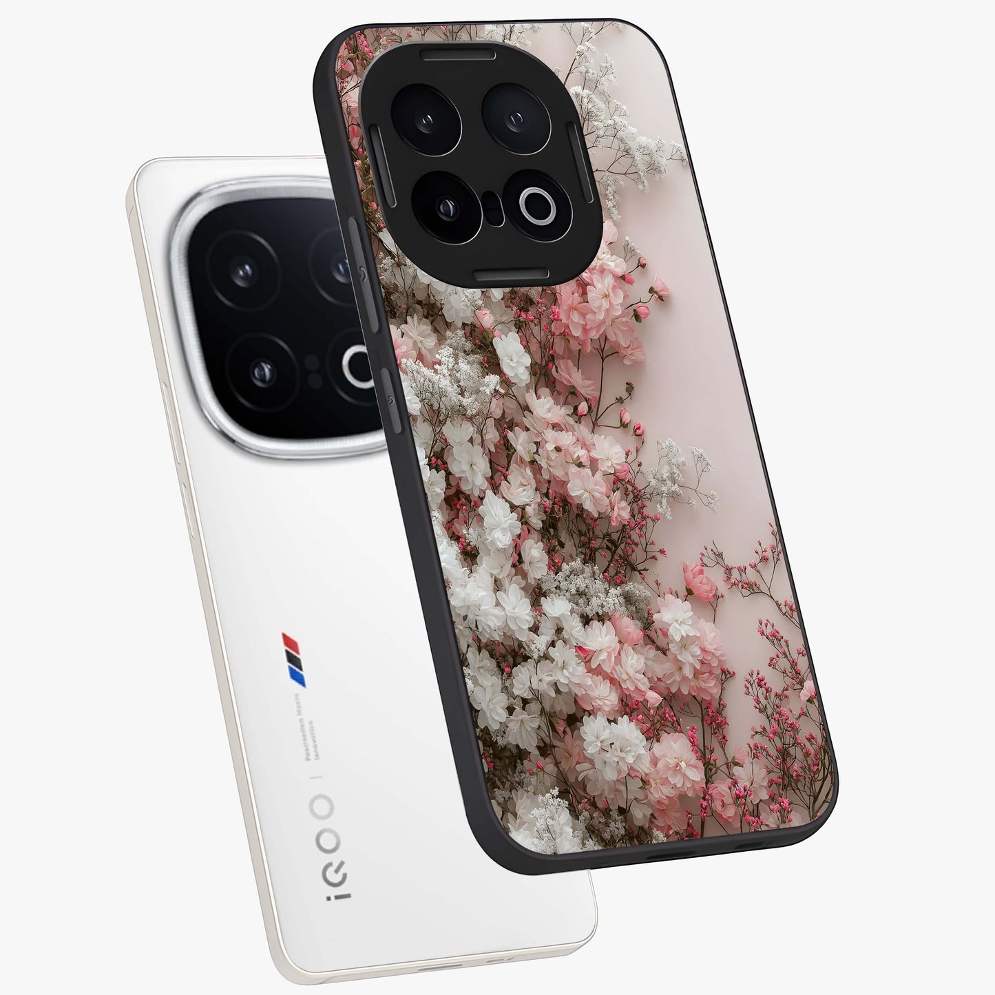 Blush Blossom Cloud Glass Case displayed in angled mockup highlighting soft cloud and blossom design with pastel aesthetic.