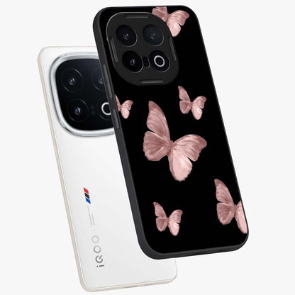 Butterfly Pattern Glass Case displayed in angled mockup highlighting delicate butterfly design and aesthetic pattern style.