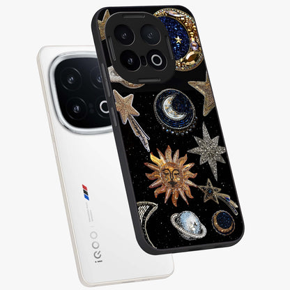Celestial Gem Constellations Glass Case displayed in angled mockup highlighting gemstone inspired constellation design.