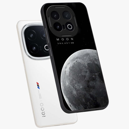 Cosmic Moon Glow Glass Case displayed in angled mockup highlighting celestial moon design with cosmic aesthetic theme.