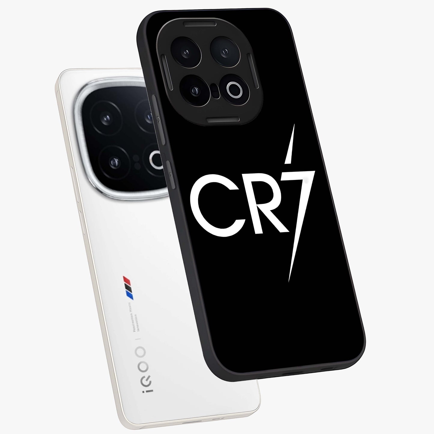 Cr7 Elite Strike Glass Case displayed in angled mockup highlighting powerful sports graphic with bold athletic theme.