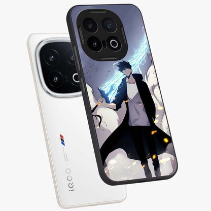 Dark Lightning Anime Warrior Glass Case displayed in angled mockup highlighting powerful lightning themed anime illustration.