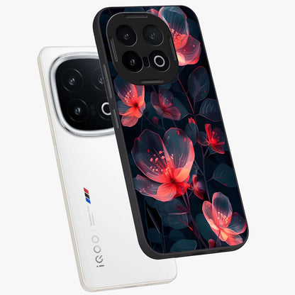 Dark Shade of Flower Glass Case displayed in angled mockup highlighting moody floral illustration with aesthetic dark tones.