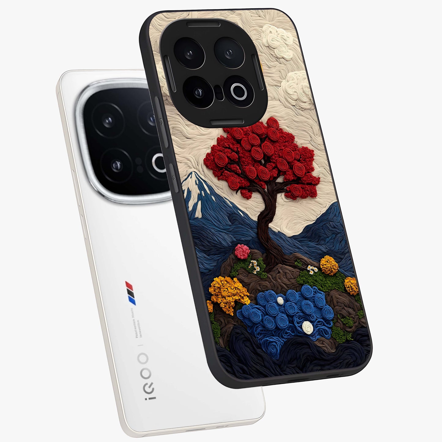 Eternal Nature Tapestry Glass Case displayed in angled mockup highlighting detailed botanical pattern with artistic aesthetic.