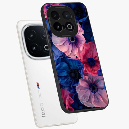 Flower Paper Art Pattern Glass Case displayed in angled mockup highlighting layered paper flower design with artistic aesthetic.
