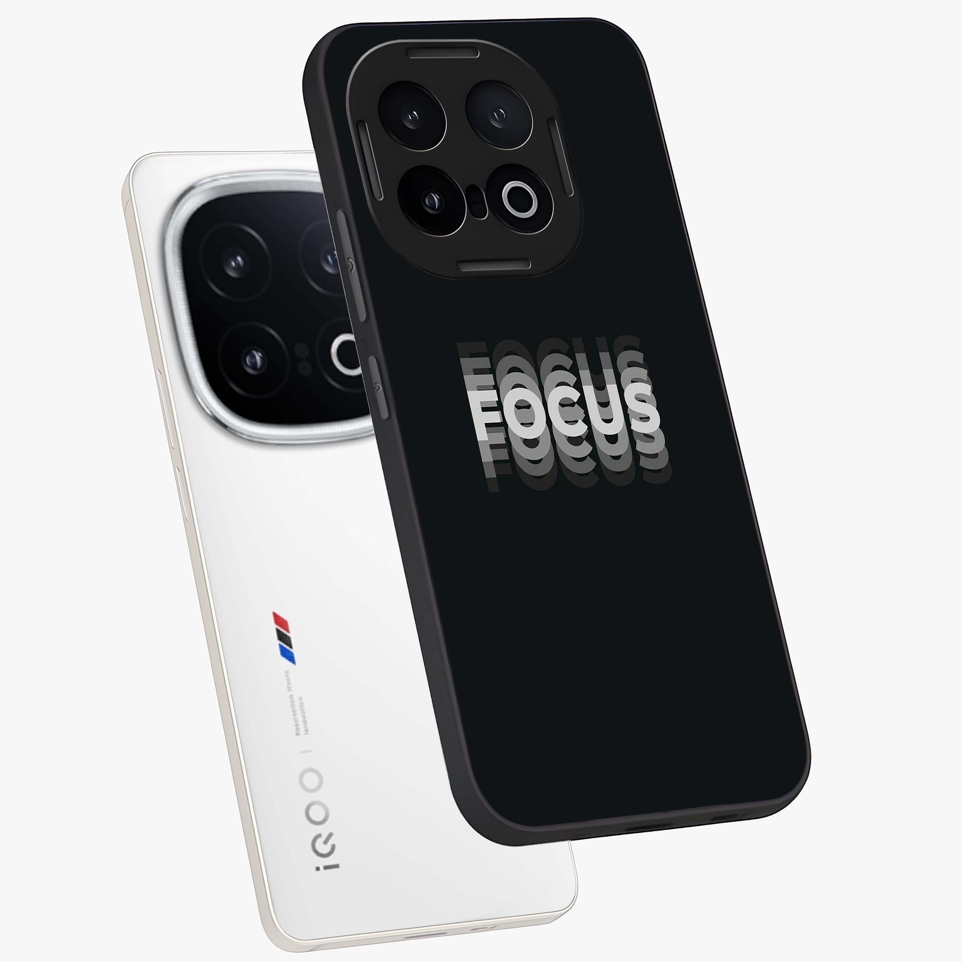 Focus Mode On Glass Case displayed in angled mockup highlighting clean minimal text artwork with modern aesthetic style.