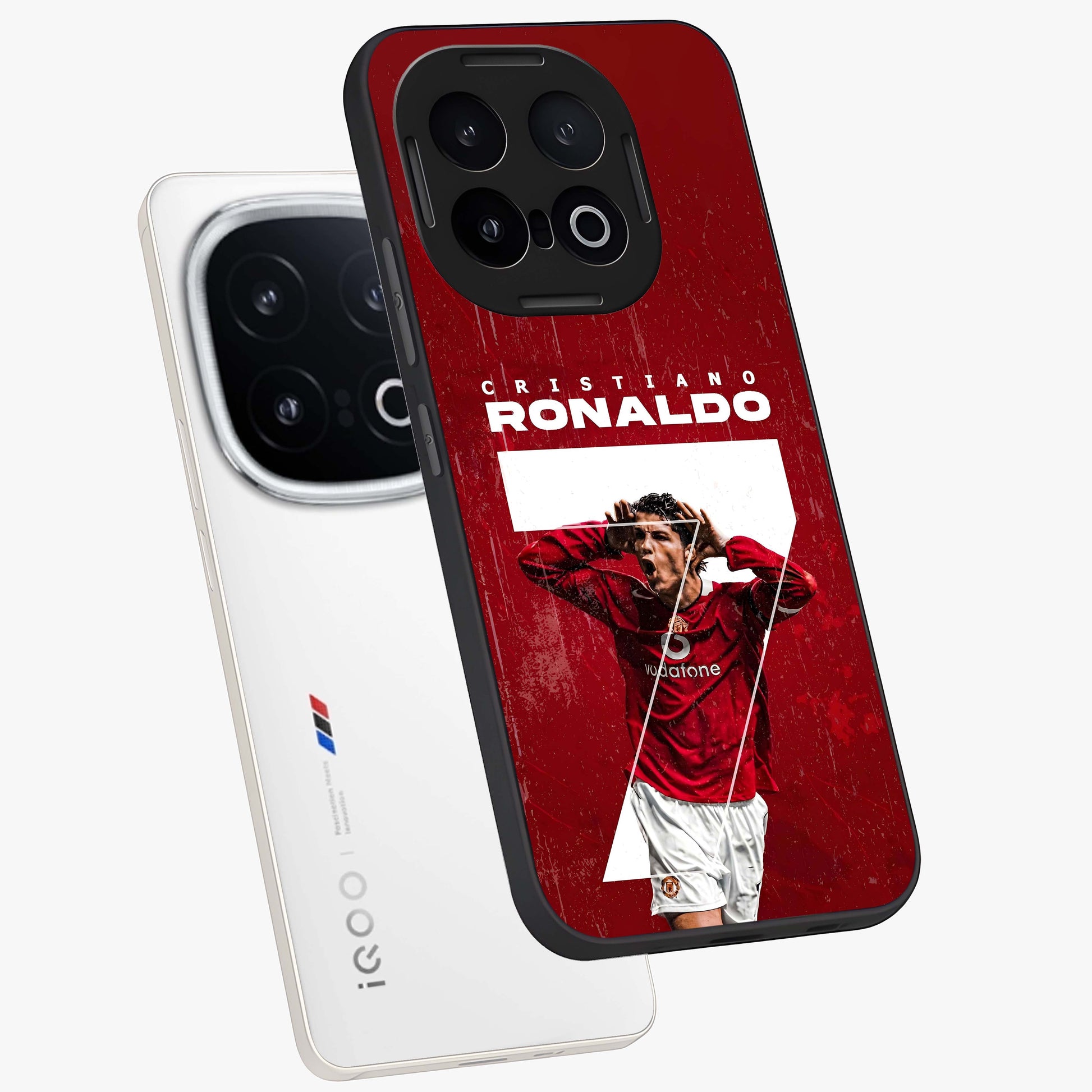 Goal Celebration Legacy Glass Case displayed in angled mockup highlighting energetic sports celebration design with bold athletic theme.