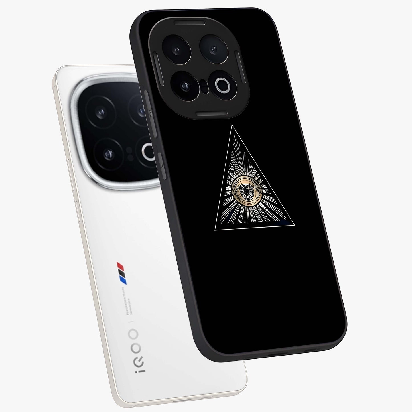 Illuminati Evil Glass Case displayed in angled mockup highlighting dark occult inspired design with bold aesthetic style.