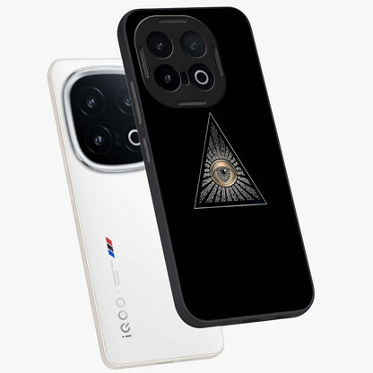 Illuminati Evil Glass Case displayed in angled mockup highlighting dark occult inspired design with bold aesthetic style.