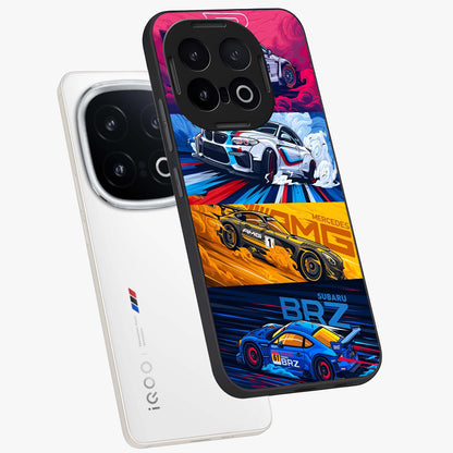 JDM Sports Car Glass Case displayed in angled mockup highlighting sleek Japanese racing car design with automotive aesthetic.
